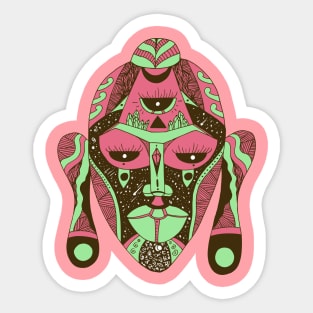 Pink Mint African Mask 7 Sticker